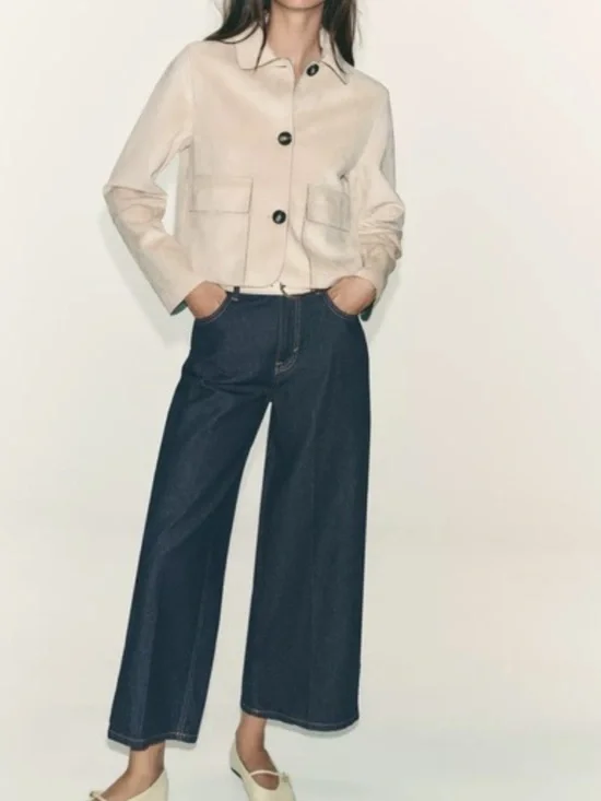 Zara NWT Z1975 pressed creased belted jeans 6164/077 - Picture 2 of 13